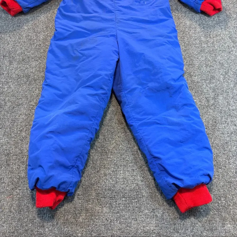 Vintage REI Kids Snowsuit Blue Red One Piece Ski Suit Warm Outdoor Size XS 4/5